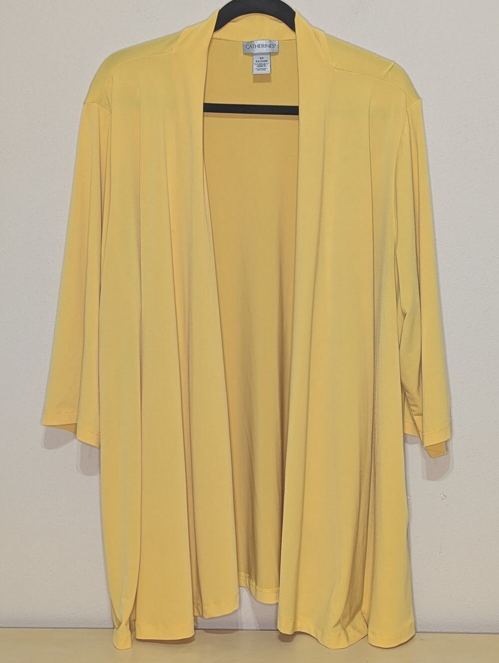 Catherines Canary Yellow Open Front Half Sleeve Cardigan Size 2X 22/24W